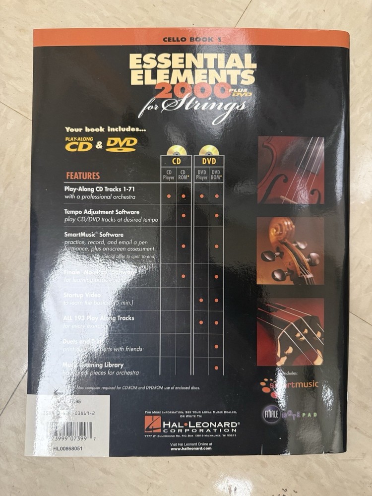 Essential Elements 2000 Book 1 For Cello, Beginner, DVD, Method Book
