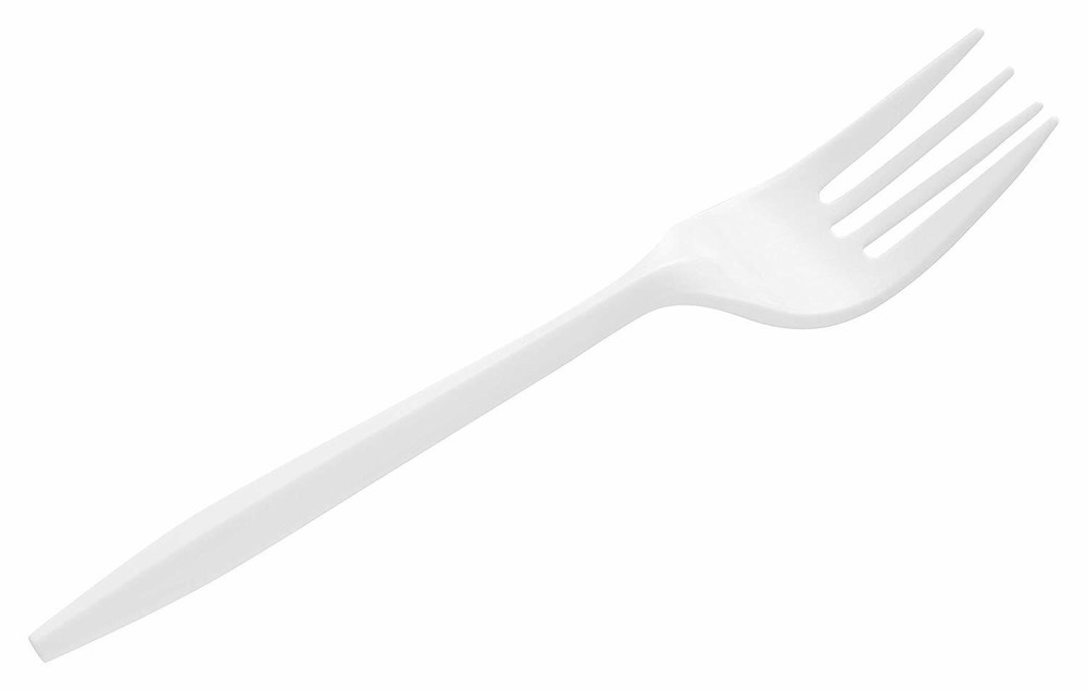 1000 Pack - Disposable Heavy Weight Individually Poly Wrapped White Fork