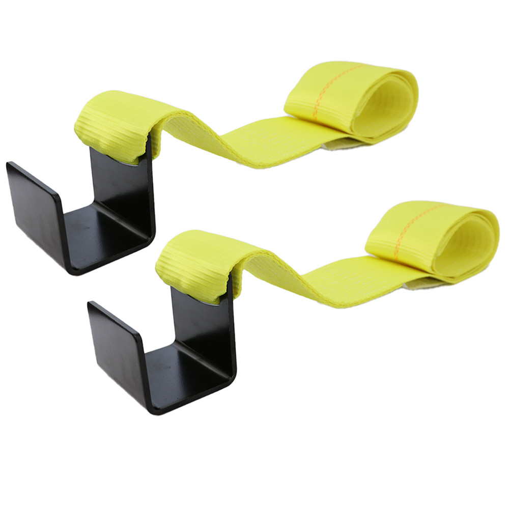 2 Pack Roll Off Winch Strap w/ Flat Hook - Loop End 4" x 5'  24,000lbs Container