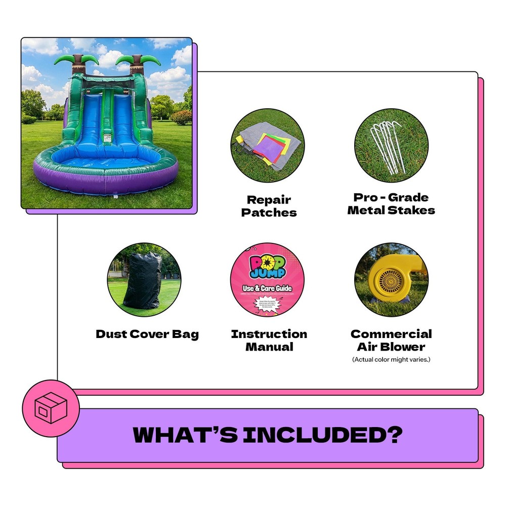 POP JUMP Tropical 28' Obstacle Course with Slide