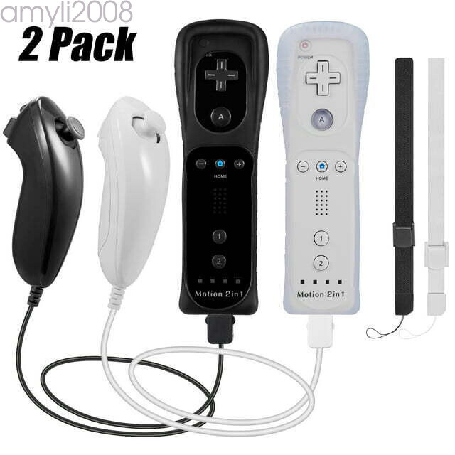 2Set Wii Remote Controller Motion Plus&Nunchuck for Wii/Wii U Console Video Game