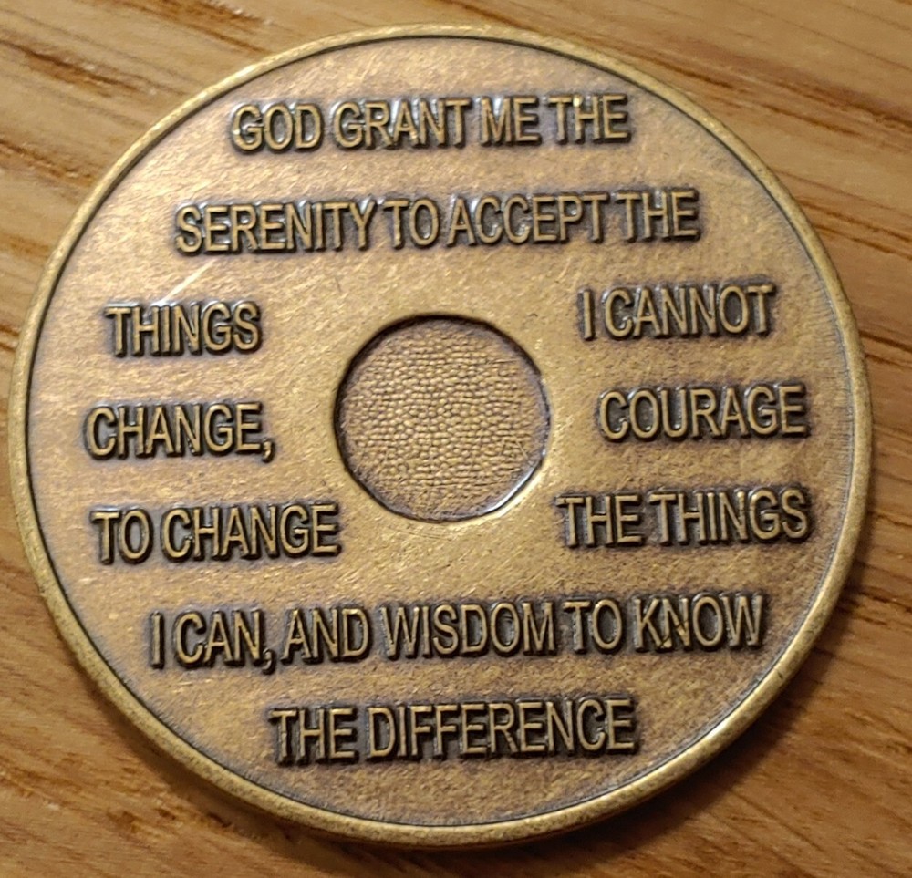 3 Months Alcoholics Anonymous AA Bronze Medallion Coin Sobriety Chip Three.