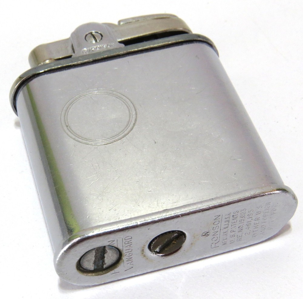 Ronson Vanguard Art Deco Blank Engraved Push-Button Vintage Cigarette Lighter