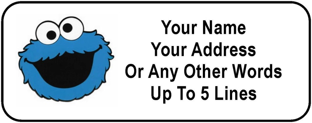 30 Cookie Monster Personalized Address Labels