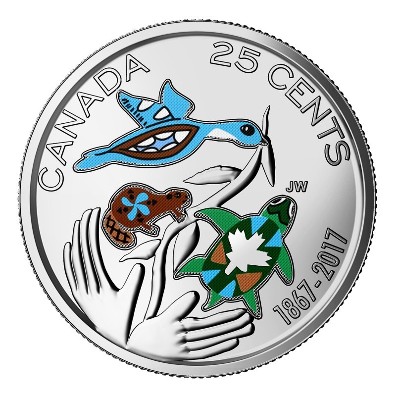 2017 Canada 25-cent coin "Hope for a green future", BU, colored, Canada 150, UNC