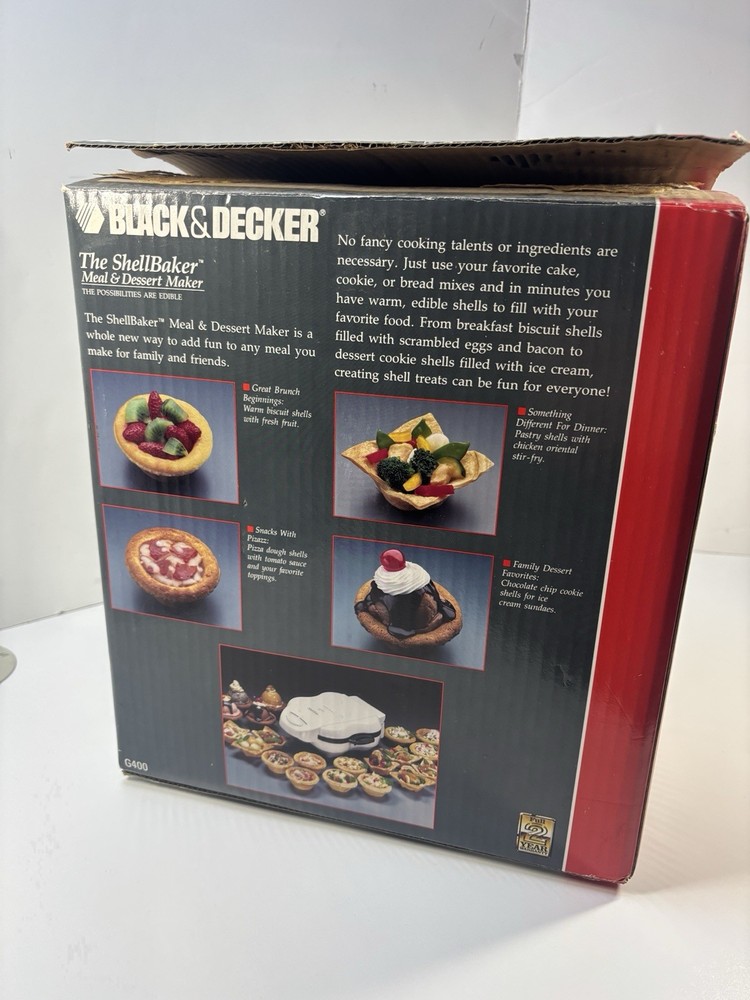 Black & Decker The Shell Baker Meal & Dessert Maker Model G400 White Open Box
