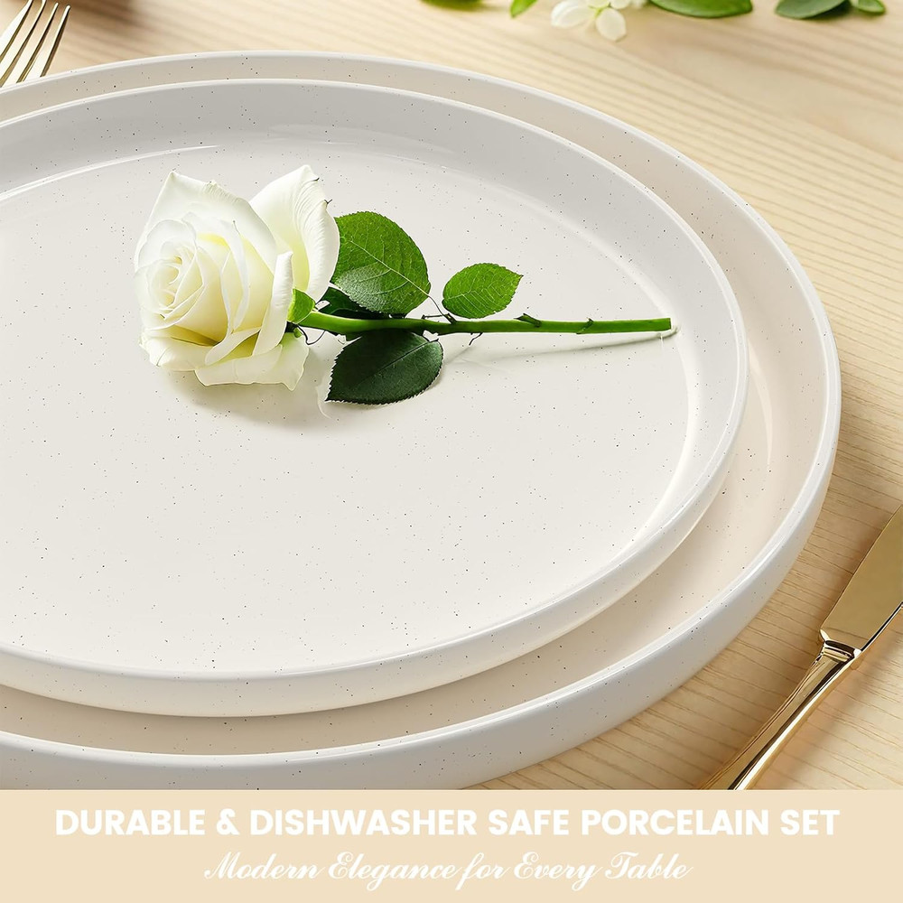 Plates and Bowls Sets, Dinnerware Sets for 4, 12 Pieces Scratch Resistant Dishwa