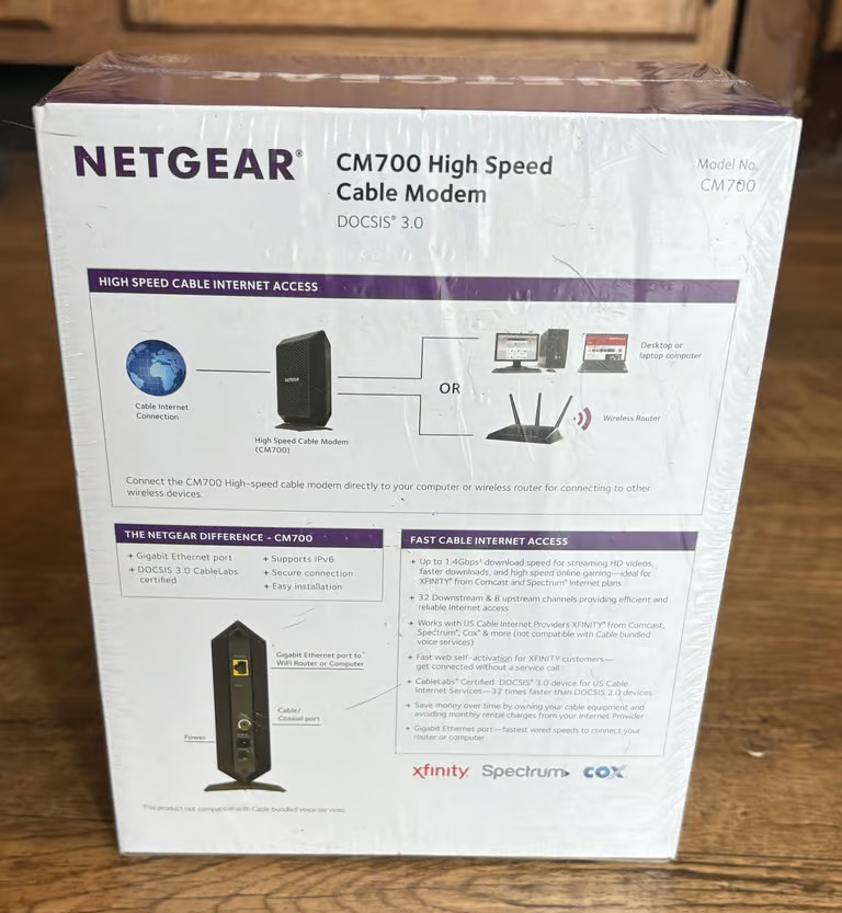 NETGEAR High Speed Cable Modem For Xfinity By Comcast Model CM700 NEW SEALED