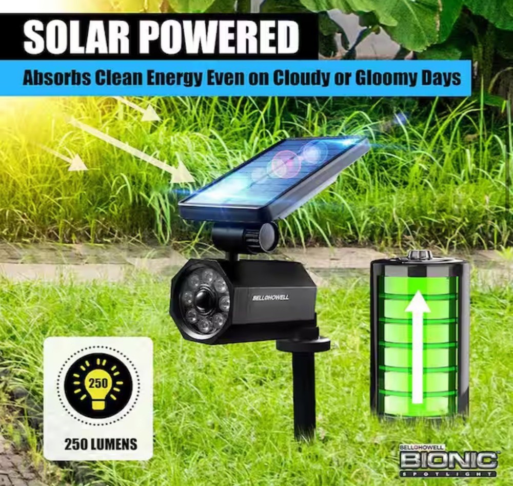 Bell & Howell Bionic Spotlight Solar Powered Security Spotlight