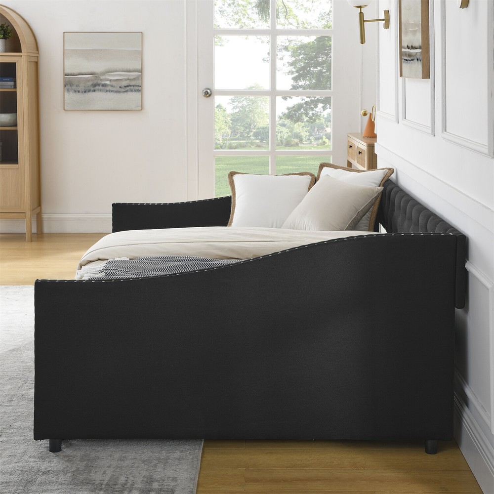 Full Size Daybed Upholstered Bed Frame Sofa Bed w/ 2 Storage Drawers US