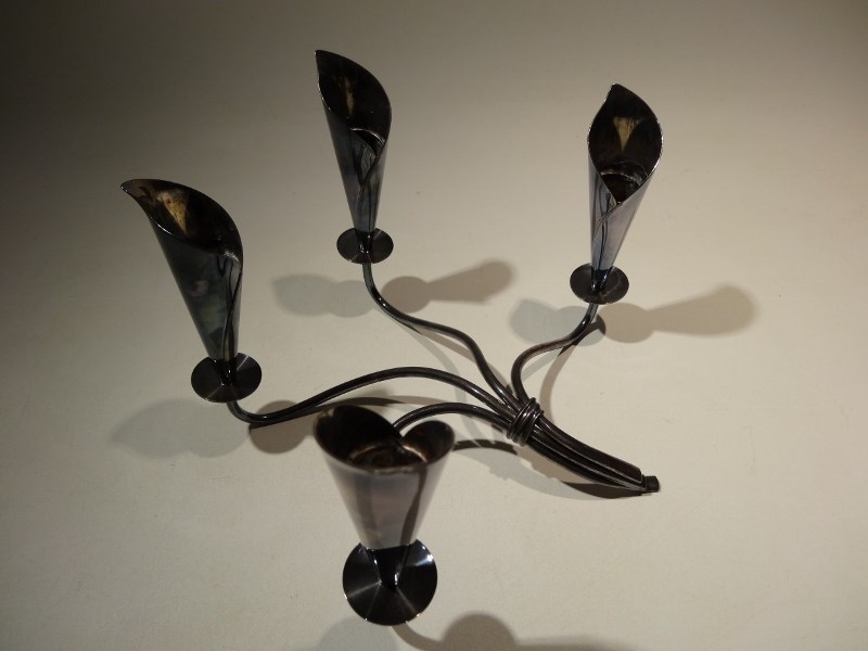 Hans Jensen Danish Silverplate Four-Light Candelabra