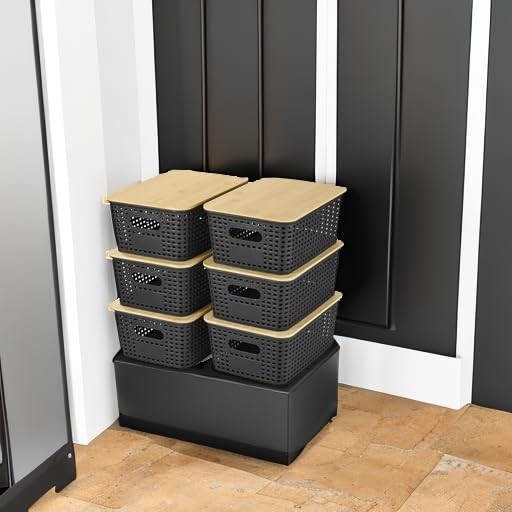 Plastic Storage Baskets With Lid - Plastic Storage Containers Stackable Stora...