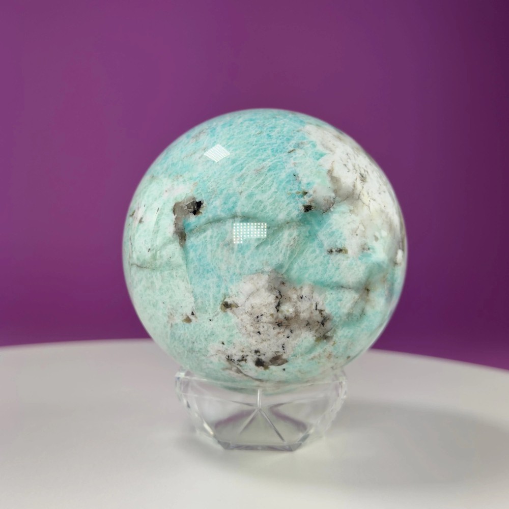 Amazonite Sphere (Includes Acrylic Stand), 1.9 Pounds