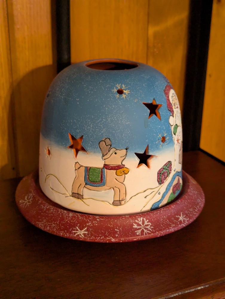 Christmas Dome Candle Holder Santa
