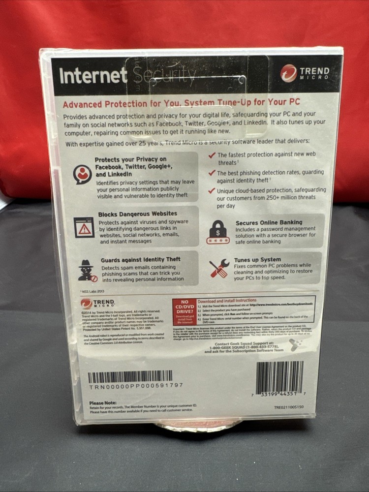 Trend Micro Internet Security (Windows 8/Mac/And/iOS, 3 Devices Protected) NEW