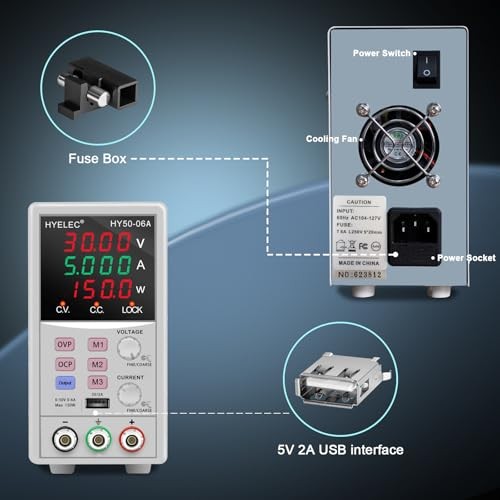 Variable DC Power Supply,0-50V 0-6A max150W Switching Regulated Bench Power