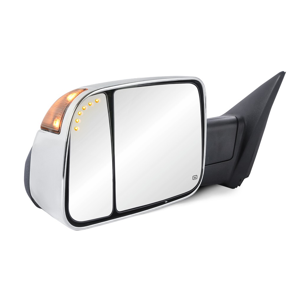 Pair Chrome Tow Mirrors For 2009-2018 Dodge Ram 1500 w/Temp Sensor Puddle Light