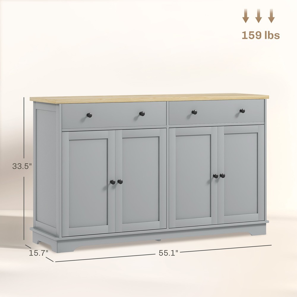 Modern Sideboard, Buffet Cabinet with Storage Drawers, Adjustable Shelves
