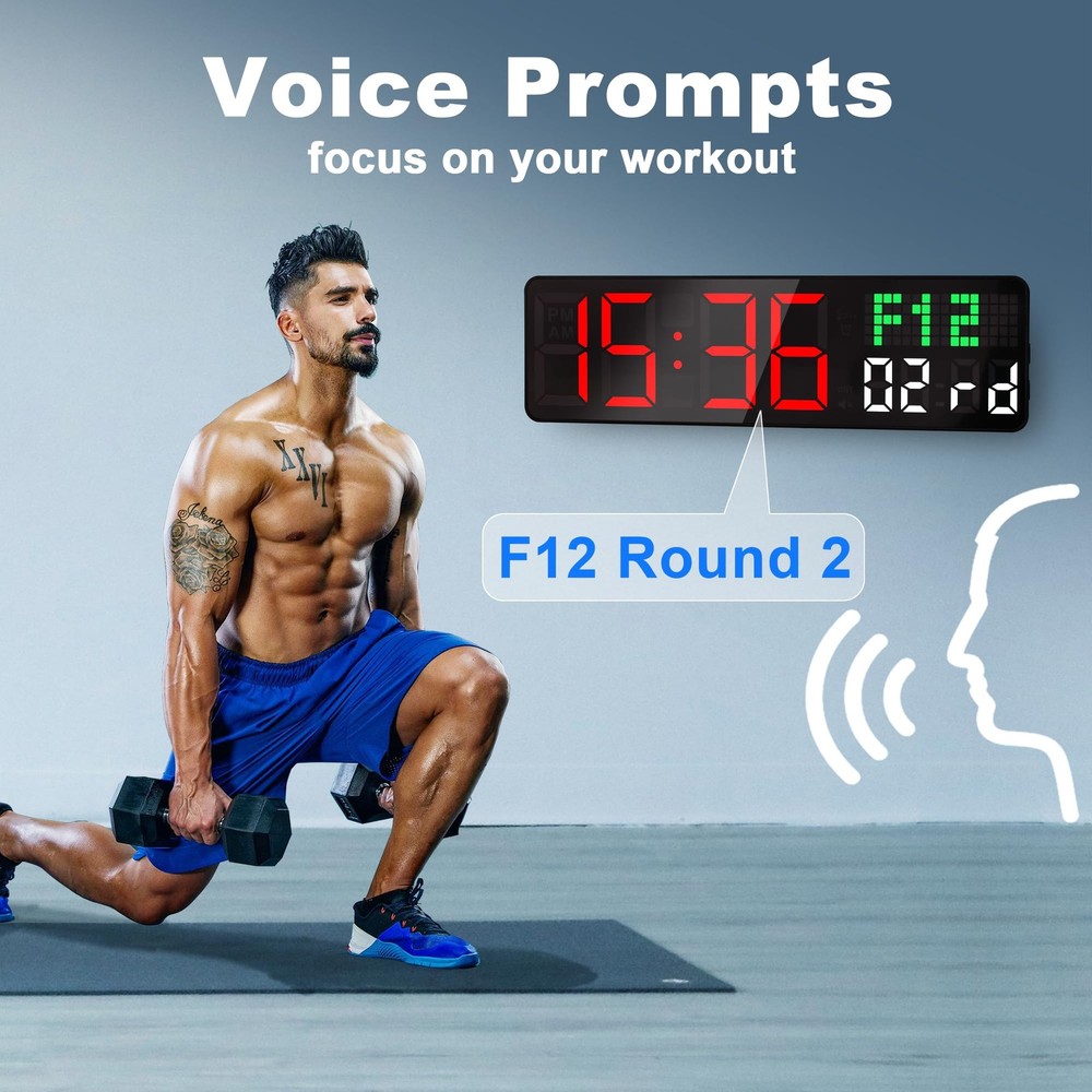 LUCORB Gym Clock Timer, Workout with Seconds | 5 Display Large, Black