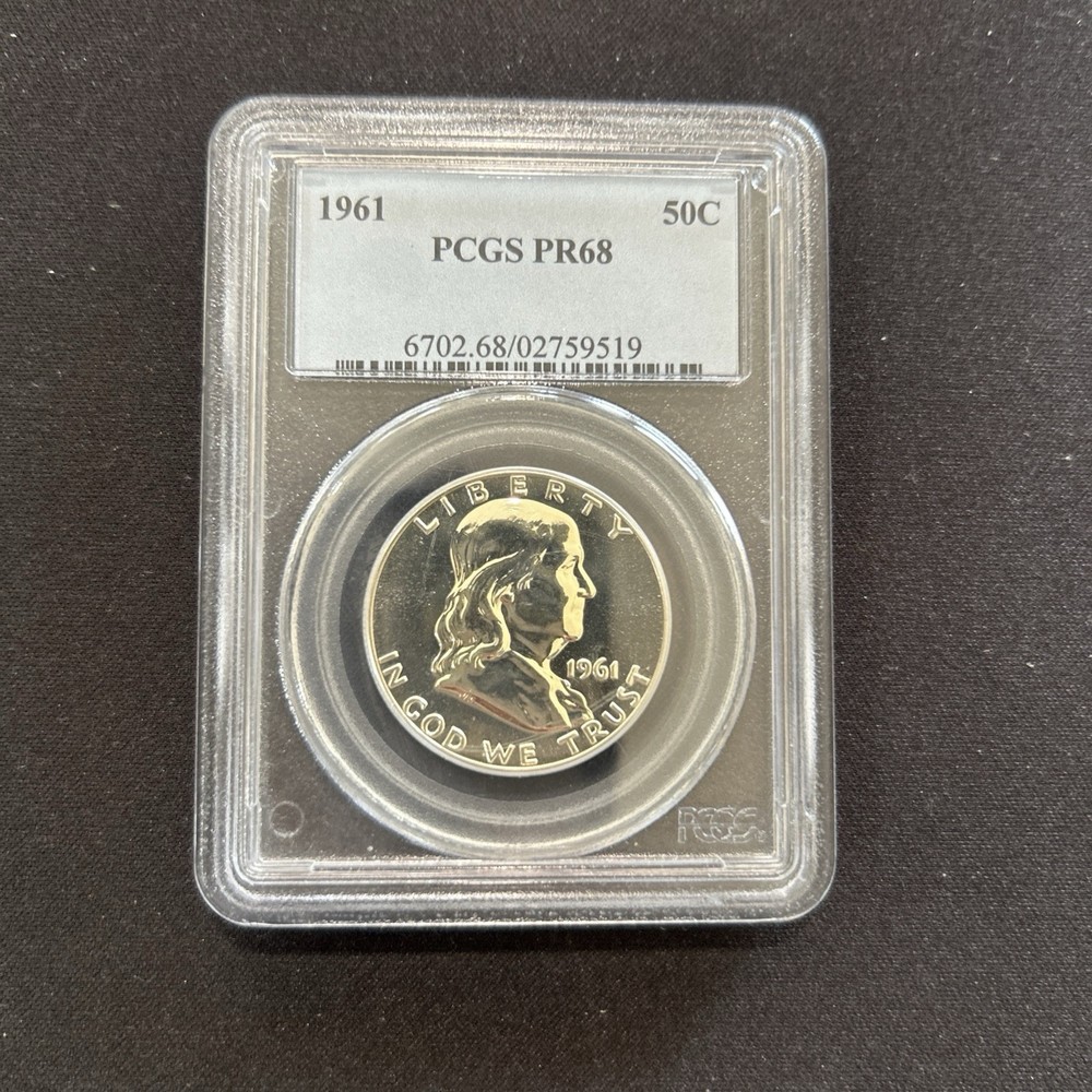 1961 FRANKLIN SILVER HALF DOLLAR GRADED PCGS PR-68