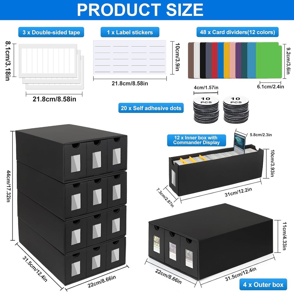 12000+ Trading Card Storage Box for Commander Display, Card Deck Box Cardboar...