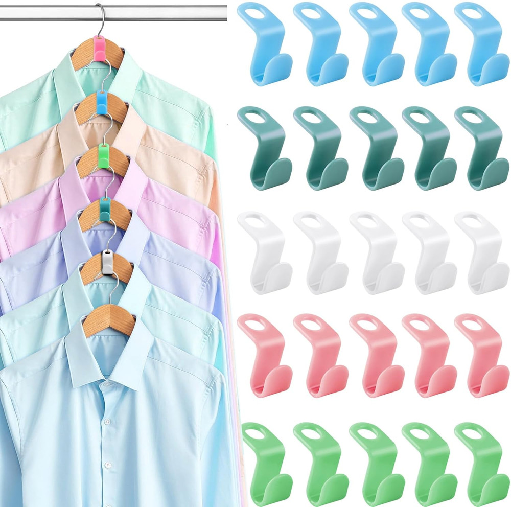 100PCS Hanger Connector Hooks Space Saving Closet Organizer PP Durable