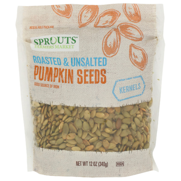 2 Pack - Sprouts Roasted Unsalted Pumpkin Seed Kernels 12 oz