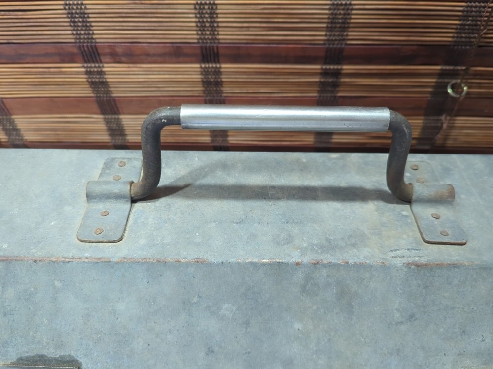 Vintage Galvanized Metal Tool Box Storage Coffin Style Large