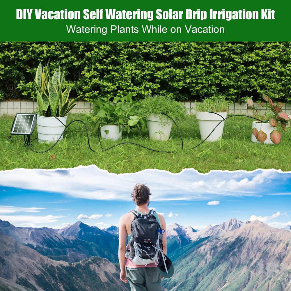 Solar Automatic Drip Irrigation Kit System, JIYANG Solar Powered Auto Easy DIY W