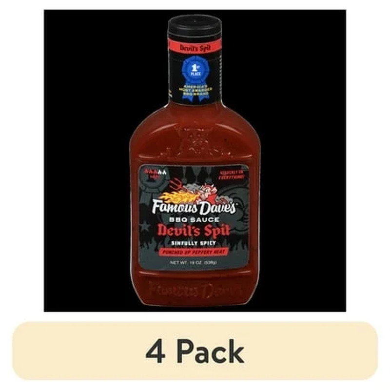 (4 pack) Famous Dave's Devil's Spit BBQ Sauce, 19 oz