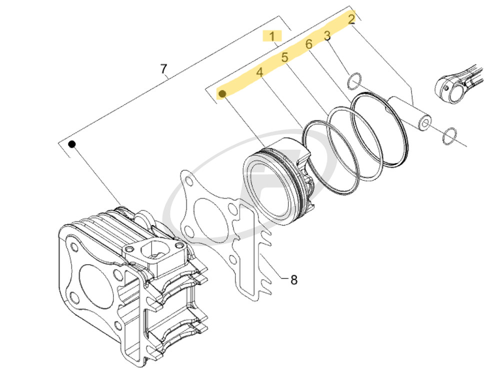 Genuine Piaggio Complete Piston (Cast-Iron) Cat.A (8319740001)