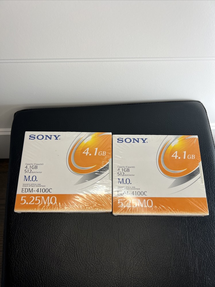 Two SONY EDM-4100C 4.1GB MAGNETO OPTICAL DISK 512 BYTE New SEALED