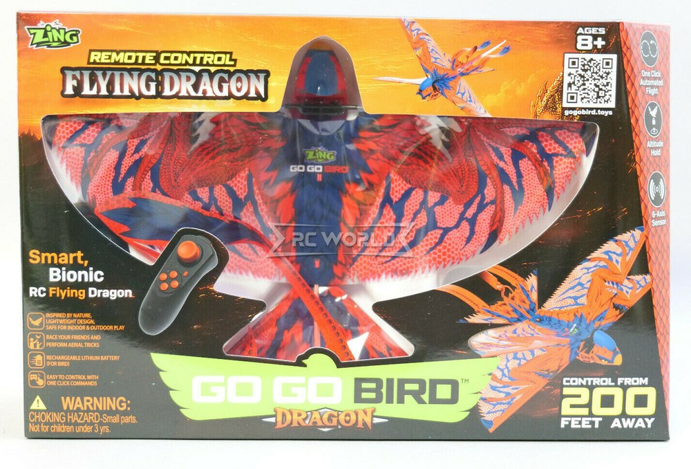 RC BIRD DRAGON Orithopter Dual FLAPPING WINGS 2.4GHZ RTF -RED-