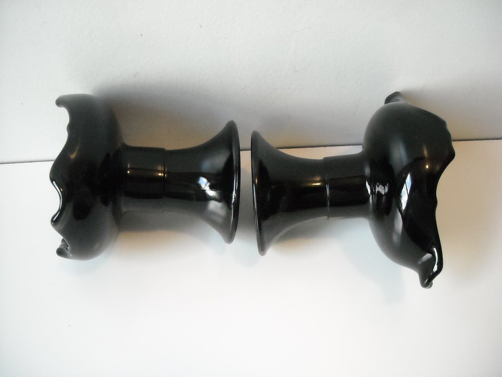 2 Black Amethyst Candleholders Unique Design Maker Unknown