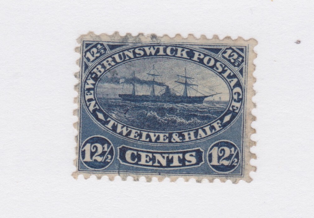 NEW BRUNSWICK #10 Fine LIGHT CANCEL short perf STEAM SHIP