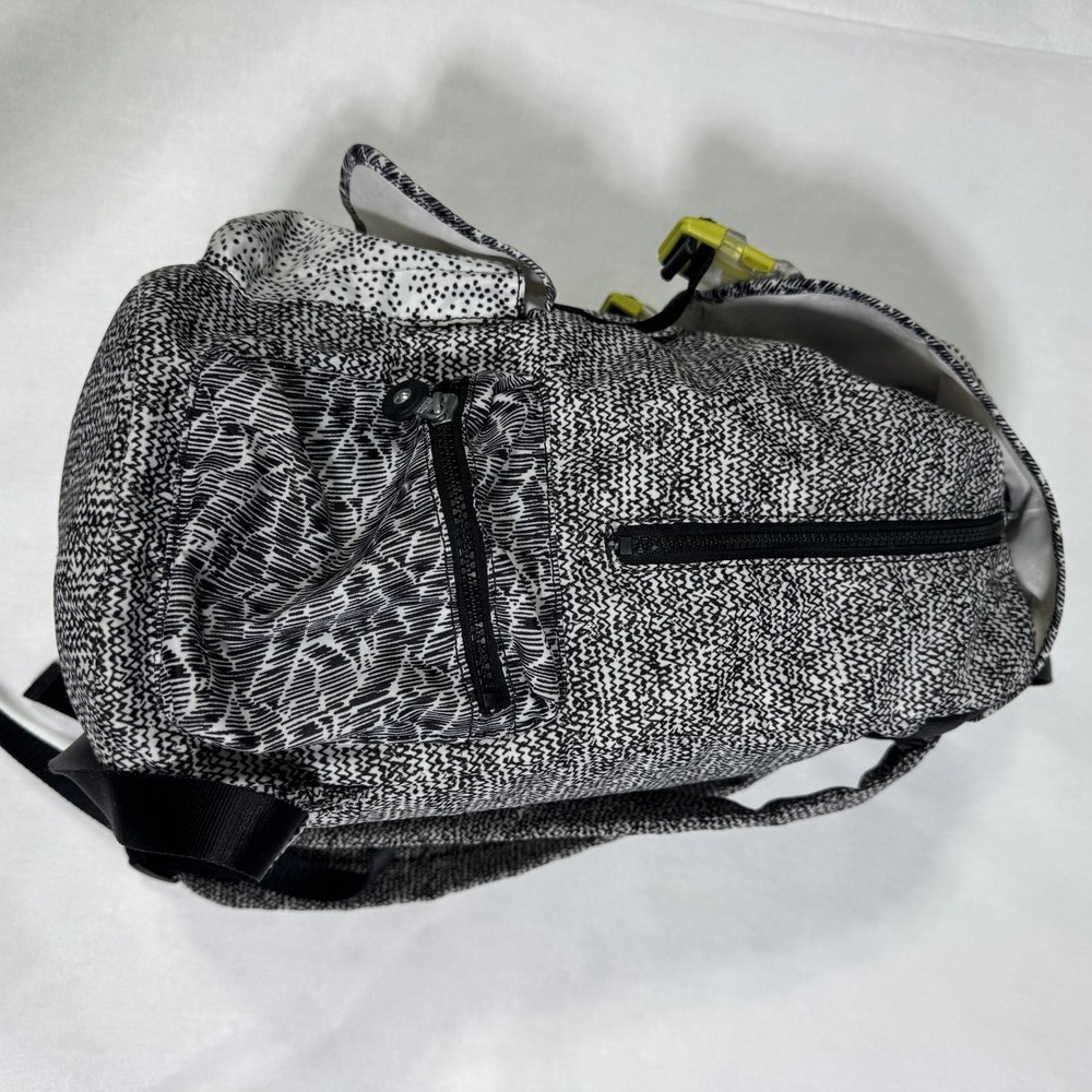 Kipling Black and White Patterned Backpack with Yellow Logo Patch b14