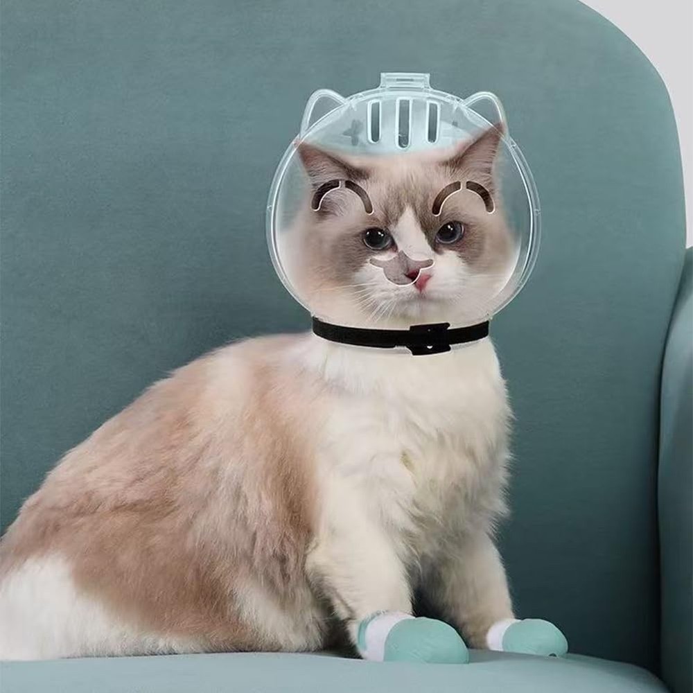 Cat Muzzle Grooming Breathable Cat Muzzle Helmet Adjustable Hood Anti Bite