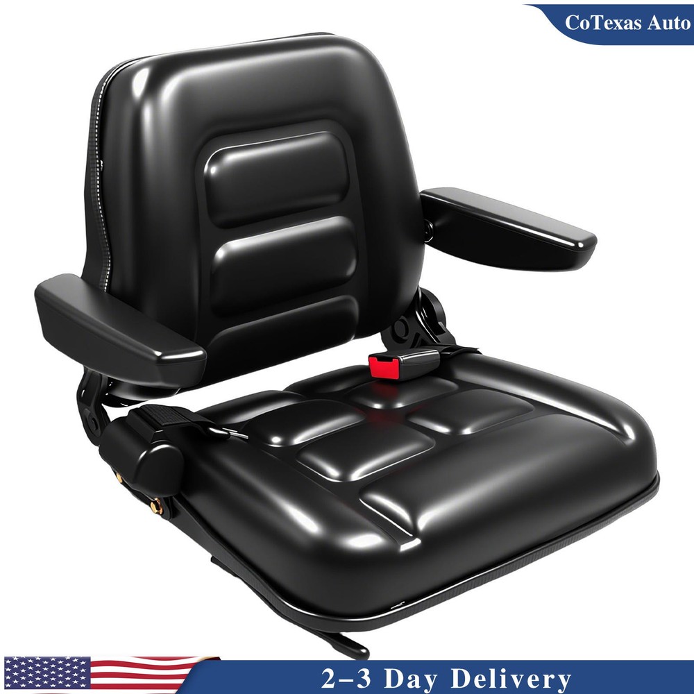 Tractor Forklift Seat Excavator Universal Adjustable Backrest Armrest Safty Belt