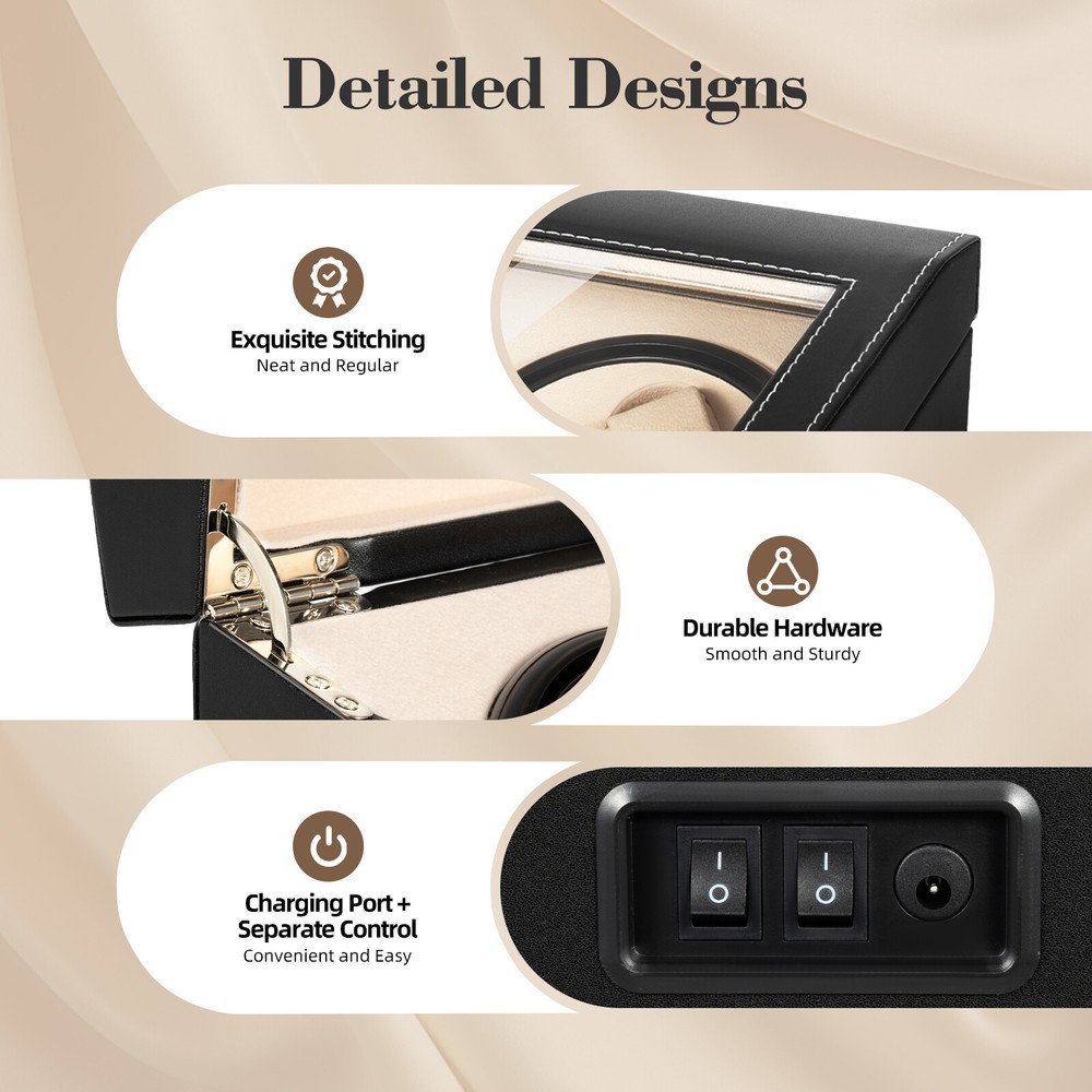 4+6 Luxury Automatic Rotation Watch Winder Box Leather Storage Display Case Gift