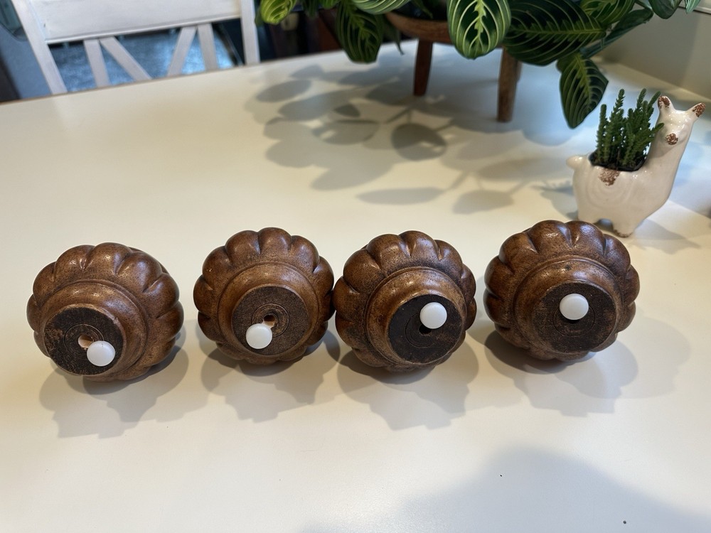 Four Vintage Solid Wood Ottoman Feet