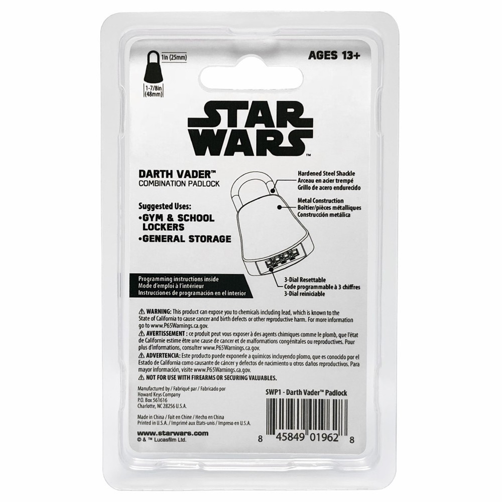 Star Wars Darth Vader Combination Padlock