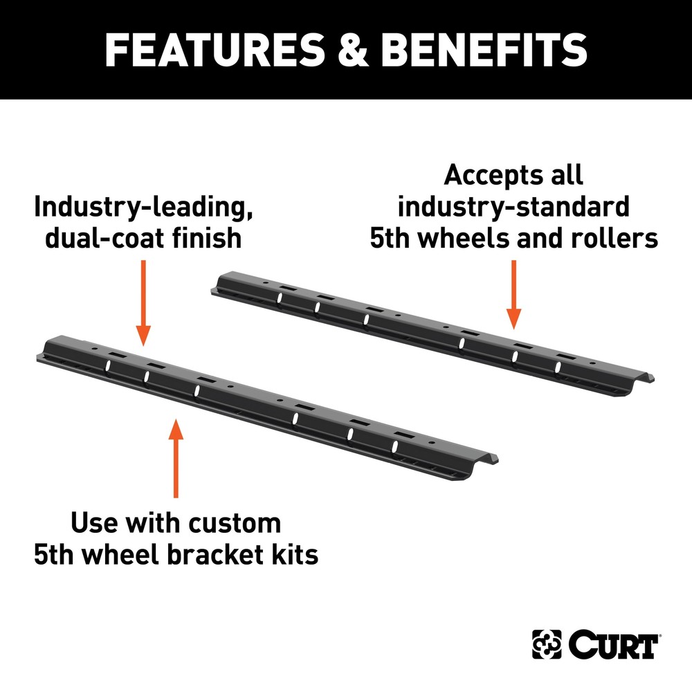 Universal 5th Wheel Base Rails, 25K (Gloss Black)