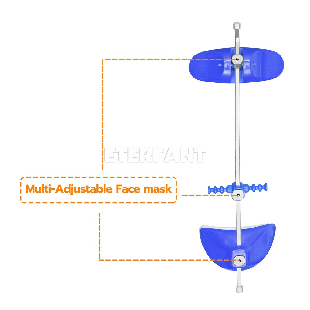ETERFANT Dental Ortho Adjustable Forward Pull Face Headgear Single Bar Blue+Red