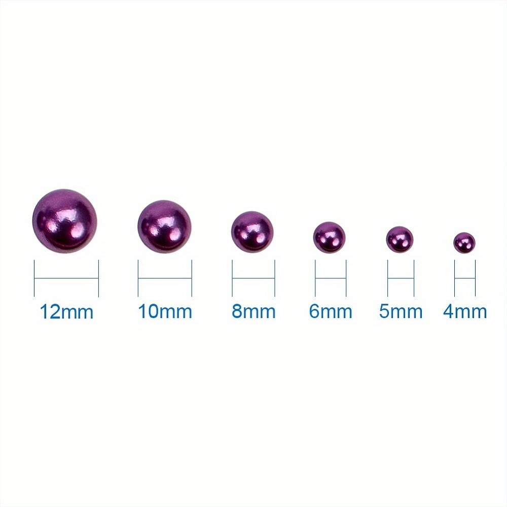 1box about 660pcs Medium Orchid Imitation Pearl Beads Assorted Mixed Sizes