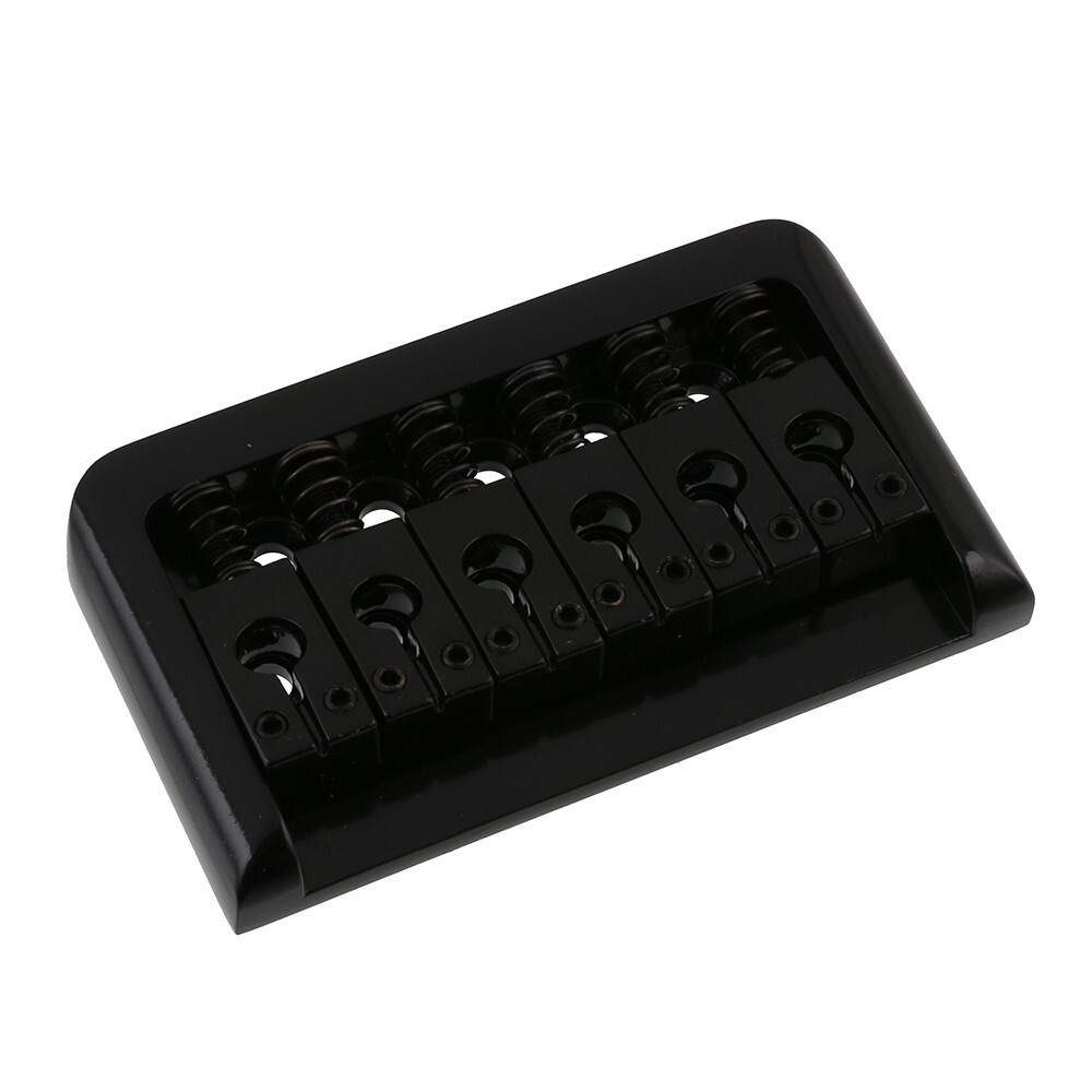 String Thru Fixed Bridge w/ Round Hole Saddle Hard Tail Guitar Bridge Black