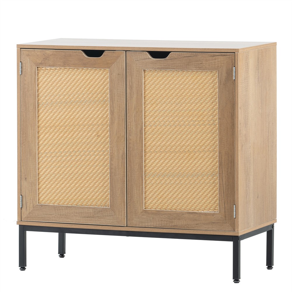 Set of 2 Rattan Storage Cabinets Kitchen Sideboard Buffet Cupboard Console Table