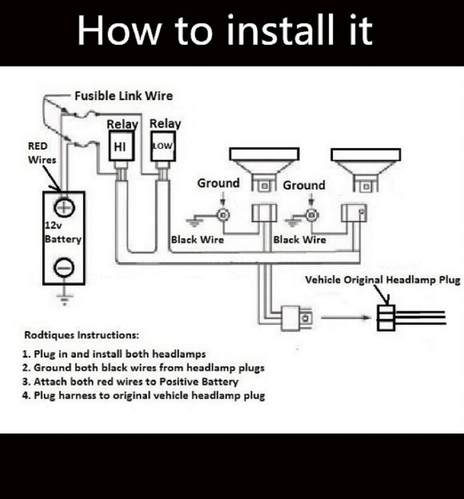 Relay Wire Harness 30A 9007 HB5 Head Light Replace Socket Connector Two Output