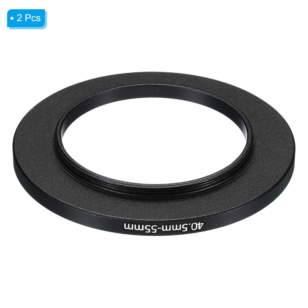 2Pack 40.5mm-55mm Metal Step Up Ring Camera Lens Filter Adapter Ring Black