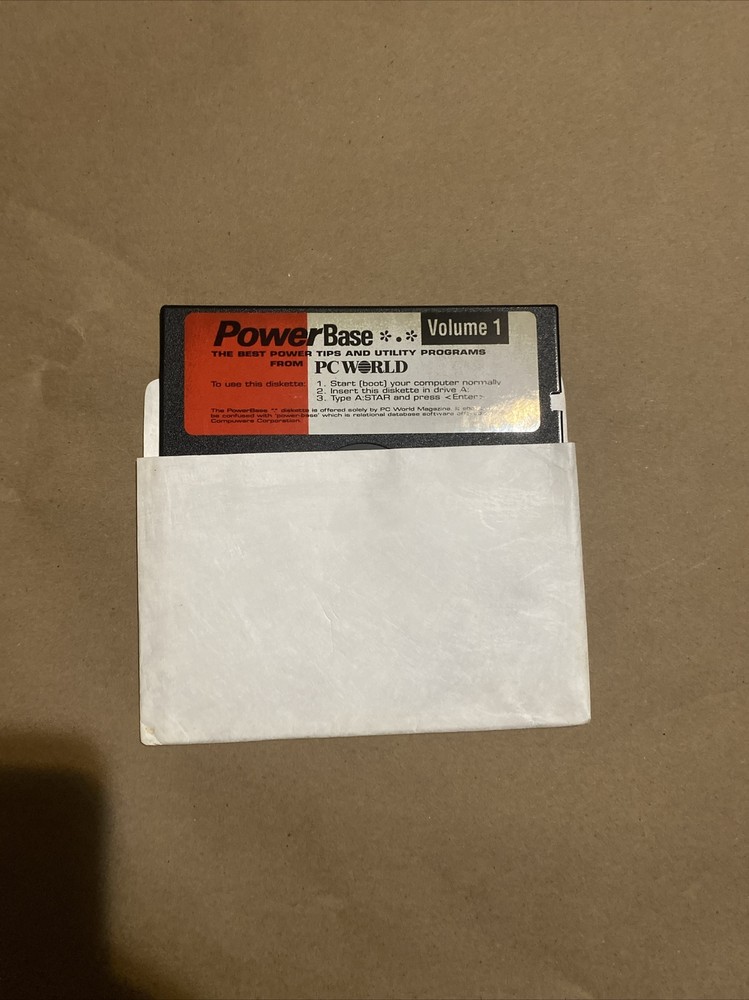 * PC World’s Magazine Volume 1 5.25 Floppy Disk Utility Programs &Tips Powerbase