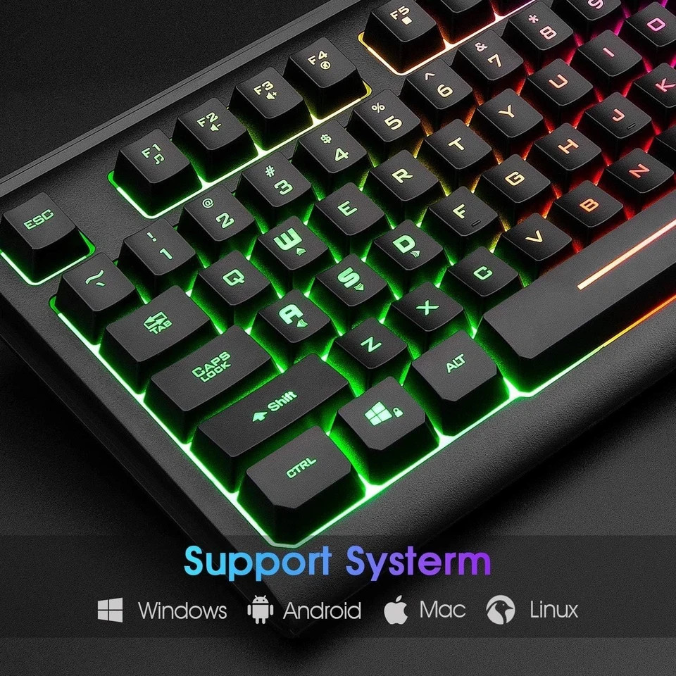 Large Print Backlit Keyboard 104 Keys Wired USB Lighted Computer Keyboard